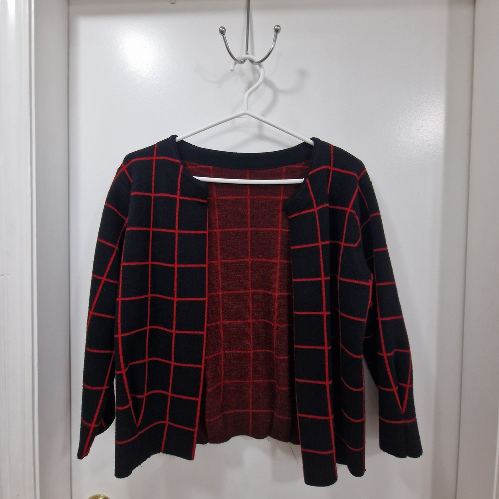 Black and Red Checkered Cardigan